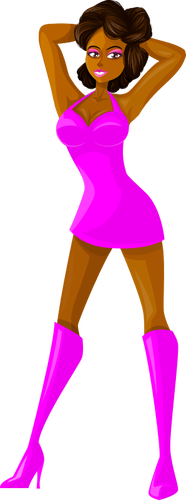 Stripper lady in pink dress