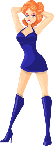 Chica pelirroja con ropa azul