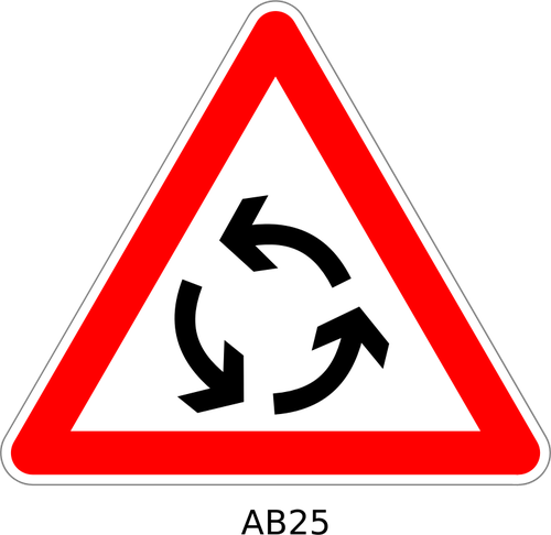 Vector miniaturi de semnul de avertizare sensul giratoriu trafic