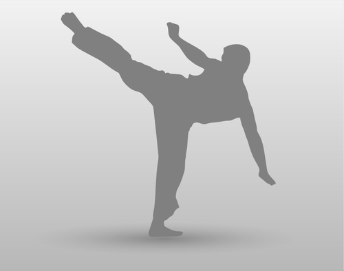Vector de desen de om karate cu picior