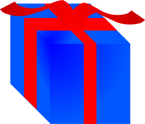 Blå presentförpackning insvept med rött band vektor ClipArt
