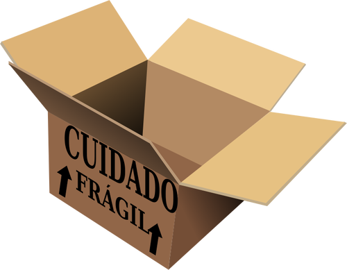 Vector imagine de deschidere cutie de carton cu cuidado fragil semn pe ea