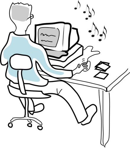 Векторная иллюстрация человека на компьютере