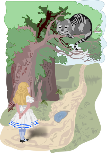 Alice und die Cheshire Cat-Vektor-Bild