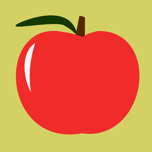 Ilustración vectorial de manzana roja con una hoja de