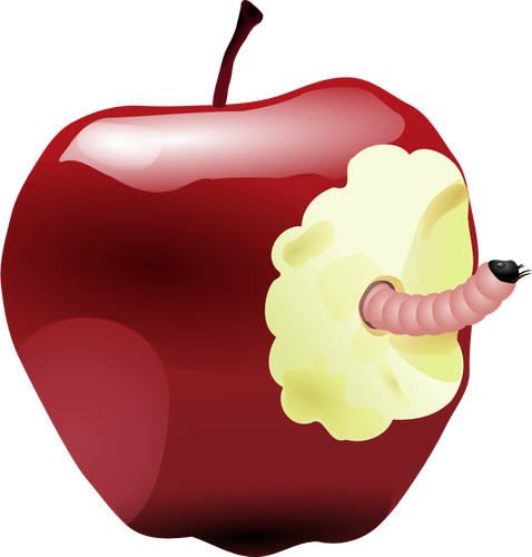 सदिश एक सेब में कृमि का चित्रण