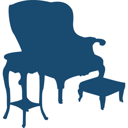 कुर्सी और मेज सिल्हूट वेक्टर छवि