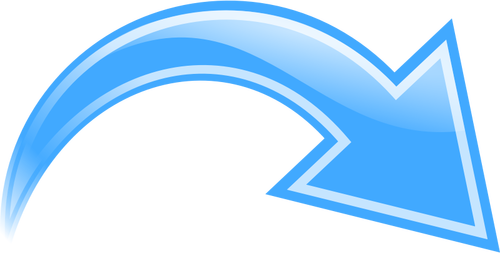 Vector graphics of blue curved arrow down