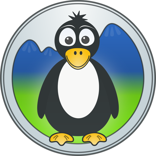 Pingouin dans le logo vectoriel de montagnes
