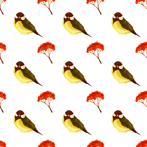 Vogel en pitvruchten naadloze patroon vectorillustratie