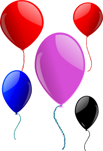 Vektor Klipart pěti plovoucí balónky
