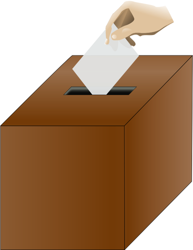 Oy sandığı bir oy pusulası kağıt koyarak el ile vektör grafikleri