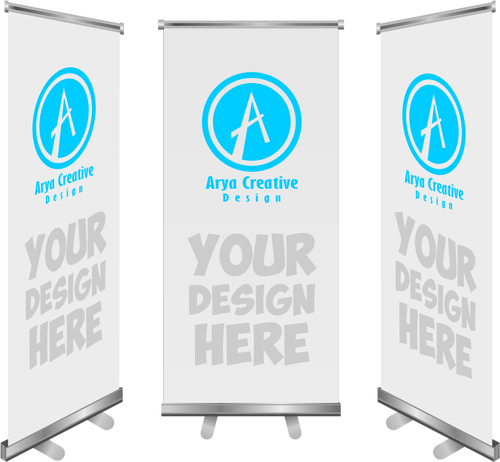 Vector clip art of three roll-up banners