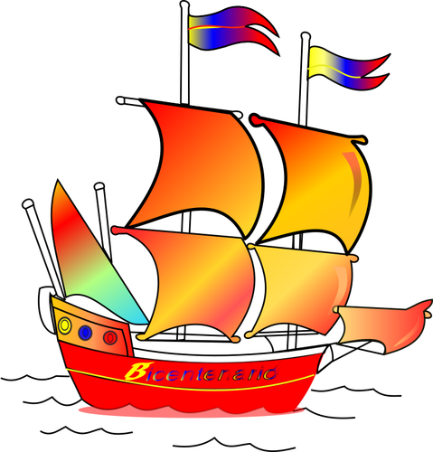 Färgglada segelbåt