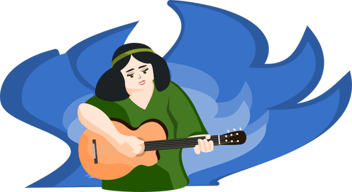 Woman playing guitar vector illustration