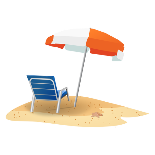 Praia cadeira e guarda-chuva imagem vetorial