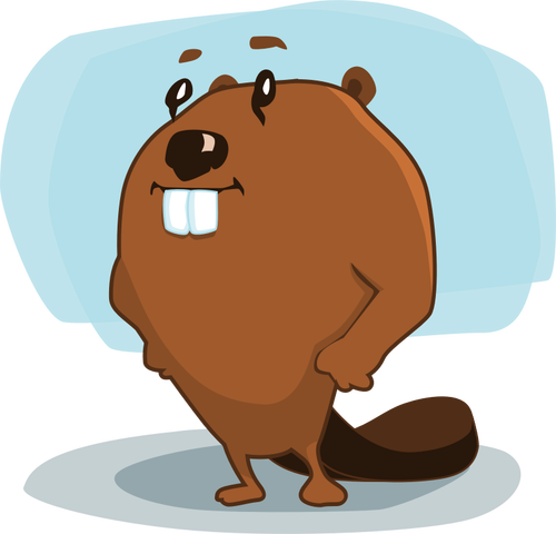 Immagine di vettore del castoro del fumetto con divertente guardare il suo volto