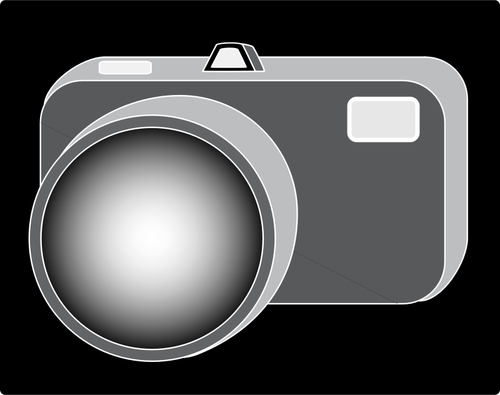 رسم متجه من رمز الكاميرا البسيطة مع خلفية سوداء