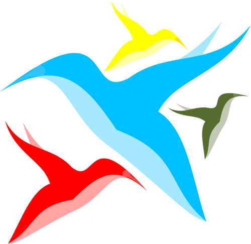 अमूर्त रंग पक्षी silhouettes वेक्टर चित्र