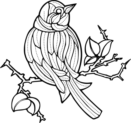 Imagine vectorială de pasăre cu model de broderie