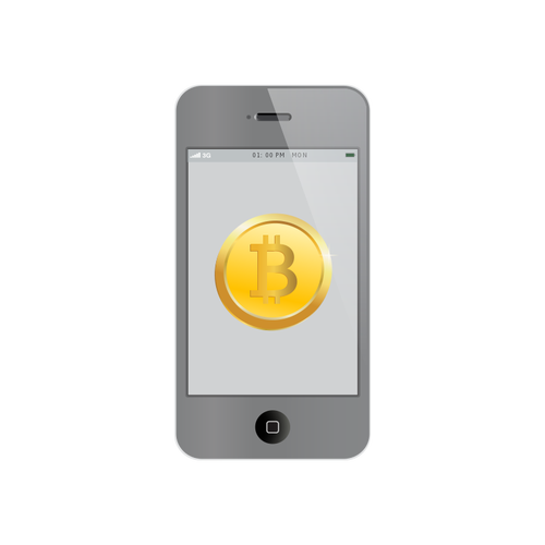 Bitcoin op iPhone vectorillustratie
