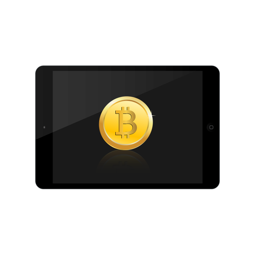 Bitcoin su iPad immagine vettoriale