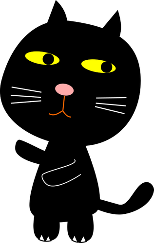 Musta kissa- ja kuuvektori clipart-kuva