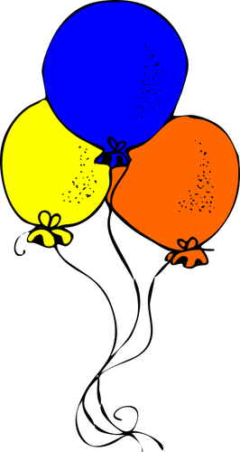 Blå orange och gula ballonger