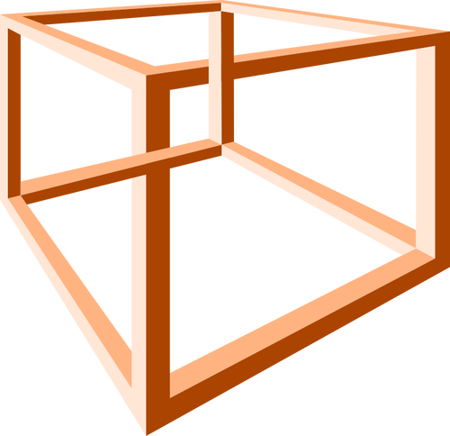 Ilusión óptica de un arte de construcción naranja imposible vector clip