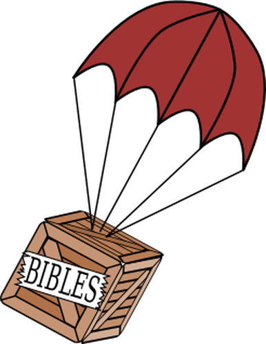 Dessin de livraison de parachute de boîte de Bibles vectoriel