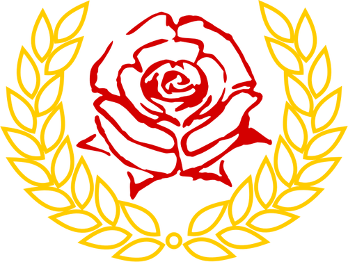 Rode roos in laurel krans vector illustraties
