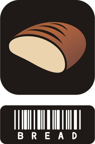 Vektor, Zeichnung von zwei Stück Aufkleber für Brot mit barcode