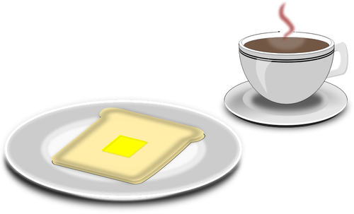 コーヒーとトーストのサービングのベクトル イラスト