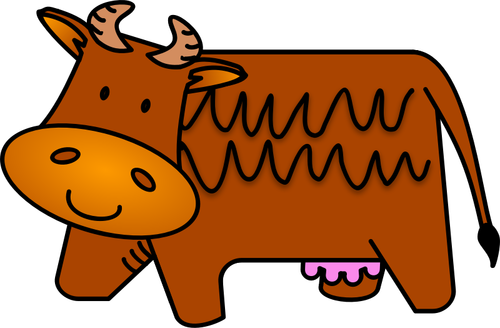 Ilustración vectorial de vaca marrón amistoso