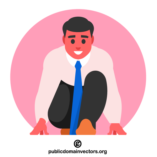 Businessman in starting position