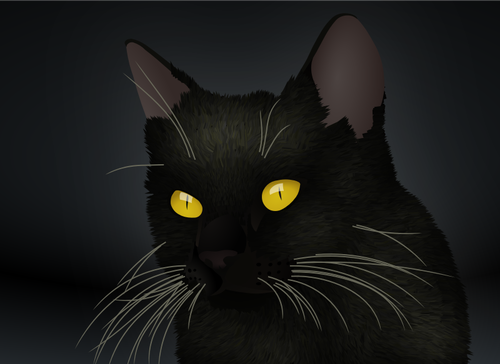 用黄色的眼睛的黑猫矢量剪贴画
