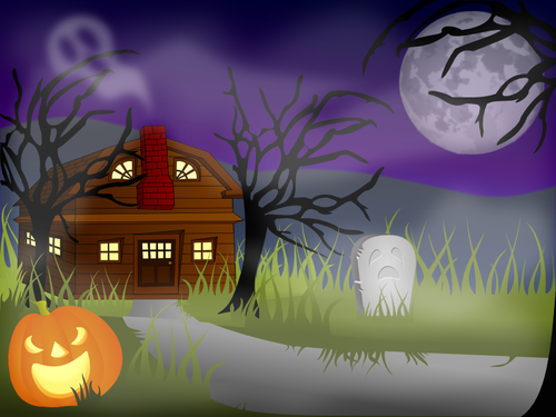 Halloween casa bantuita de desen vector