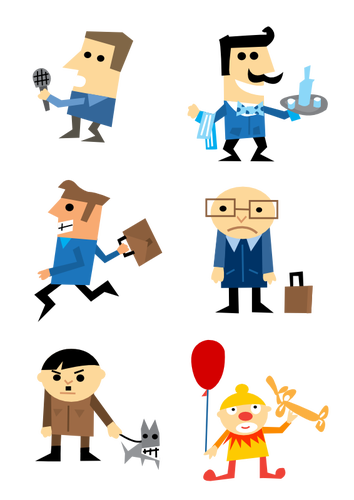 Cartoon character icons set vector clip art