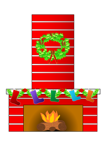 Christmas fireplace vector