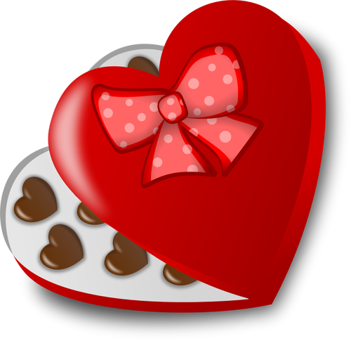 Sydämen muotoinen suklaalaatikko vektorikuva