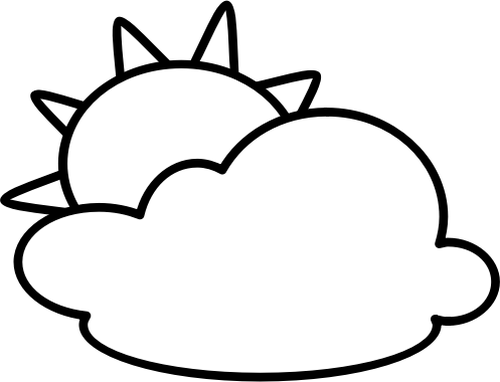 Símbolo de esboço para ilustração vetorial de céu parcialmente nublado