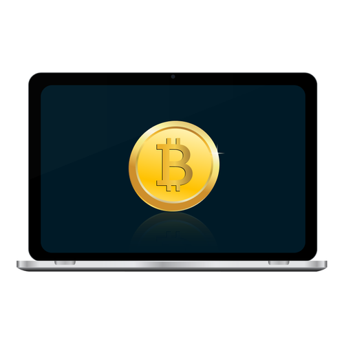 Bitcoin pe laptop ecran vector illustration