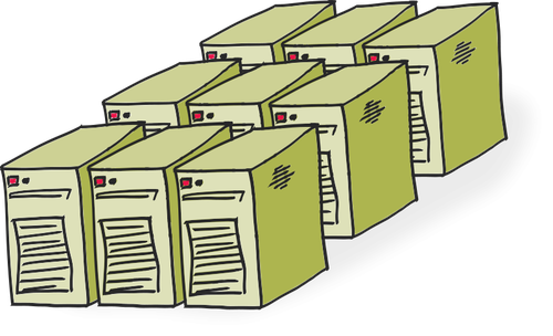 Серверы комикс стиль векторная иллюстрация