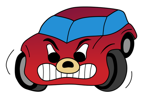 赤怒っている車漫画のベクトル描画