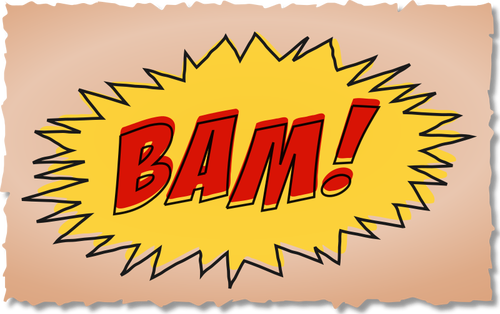 Vinobraní komické BAM zvukový efekt na hnědé pozadí