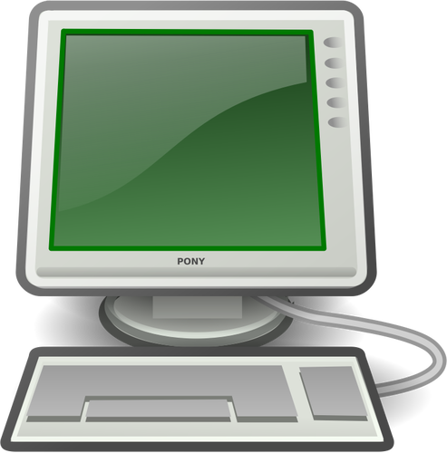 Pony-grüne desktop-Computer-Vektor-Bild