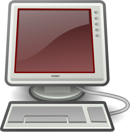 ポニー赤デスクトップ コンピューター ベクトル画像