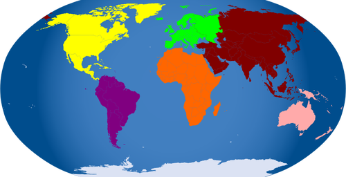 世界のベクトル図の着色された地図