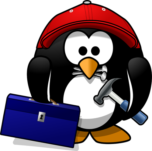 Vektor Klipart tučňák opravář