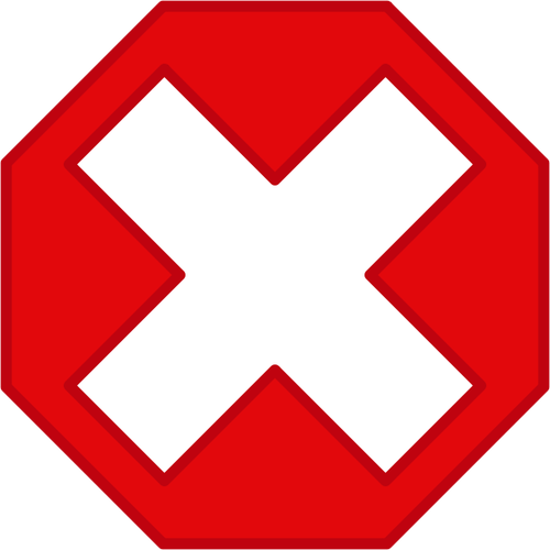 Alb cruce în cadrul unei imagini vectoriale roşu octogon